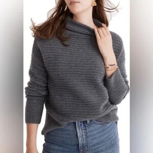 Madewell Blue Gray Belmont Ribbed Mock Neck Sweater XS